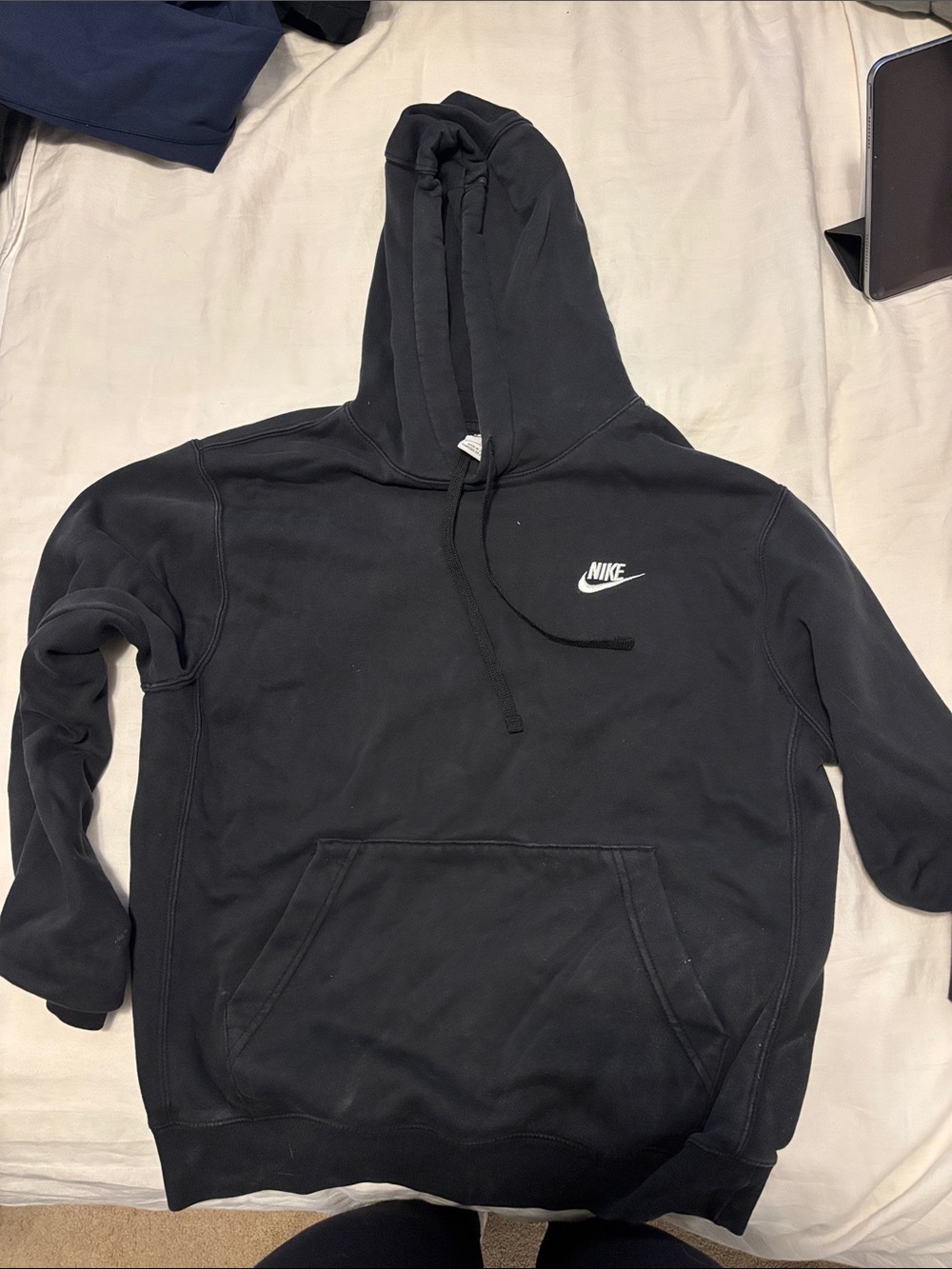 Nike Black Hoodie with White Swoosh Logo